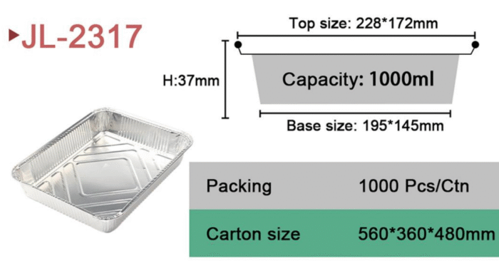 rectangle aluminum foil containers 2317