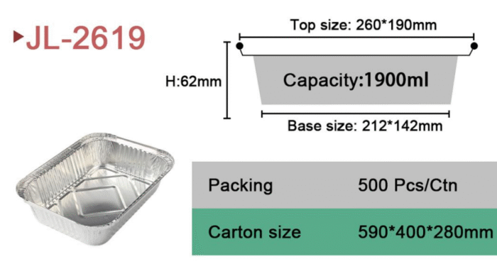 rectangle aluminum foil containers 2619